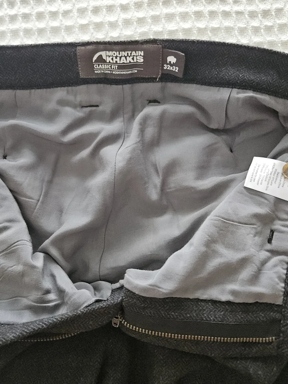 Mountain Khakis Men's Gray Herringbone Tweed Wool Blend Classic Fit Pants 32